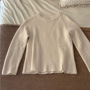 Quince Ivory Ribbed Crewneck Sweater